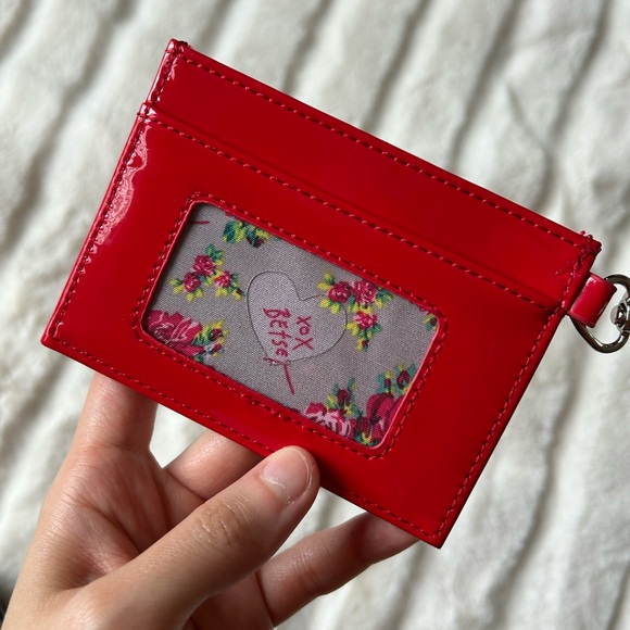 Betsey Johnson Keychain  ID Credit Card Holder Case Red - Picture 2 of 14